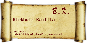 Birkholz Kamilla névjegykártya